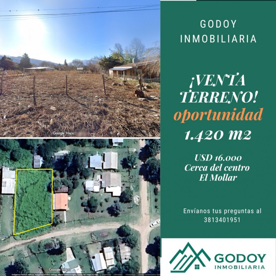 Terreno en venta de 1420m2 ubicado en El Mollar