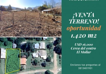 Terreno en venta de 1420m2 ubicado en El Mollar